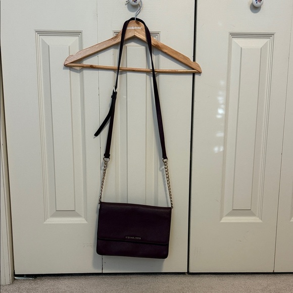 Michael Kors Handbags - Michael Kors Deep Plum Leather Crossbody with Chain Strap